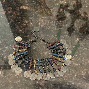 Vintage Multicolor Coin Charm Bracelet or Anklet